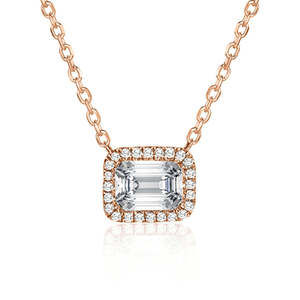 Rock & Divine Empowered Emerald Diamond Necklace in 18K Rose Gold F VS 0.66CTW